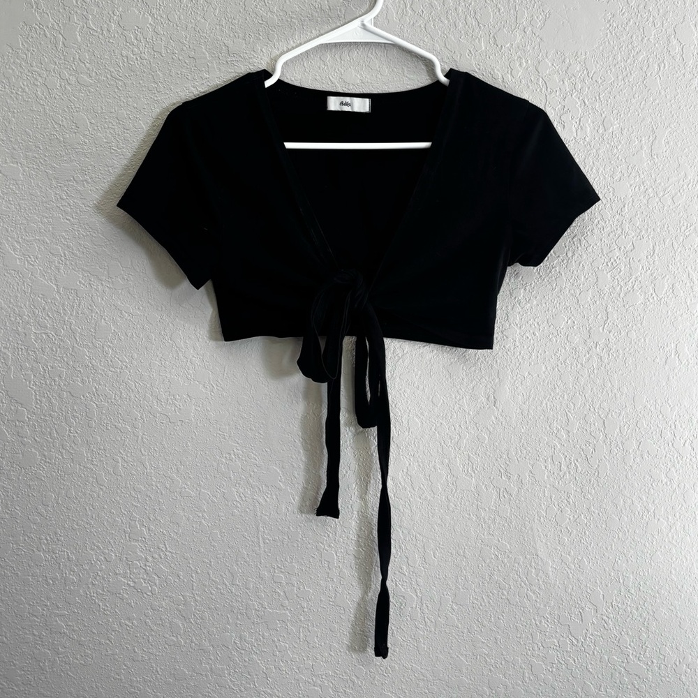 Adika Black Tie-Front Crop Top